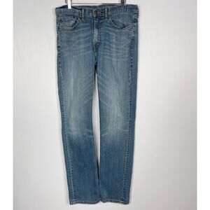 Levis Mens 34 x 34 514 Straight Leg Jeans Medium Wash Whiskered Fading Cotton